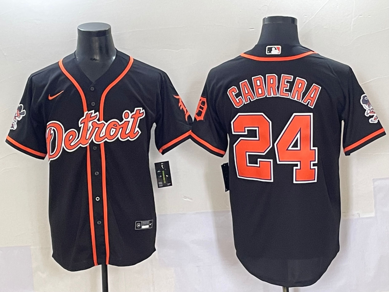 Men's Detroit Tigers Miguel Cabrera #24 Black Limited Jersey